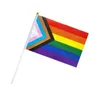 Mini 5x8 Zoll Handheld Regenbogen Gay Pride Stick Flag LGBT Wellenhändige Flaggen Party Dekorationen P311