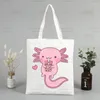 Сумки для покупок Axolotl ulzzang Shopper Сумка для печати Canvas милые мультфильмы сумочки Женщины животные kawaii harajuku плечо