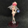 Anime Manga Life de différents mondes avec zéro mort ou embrasser Rem Ram Robe de mariée Version PVC Modèle de personnage d'action Toy Doll 23cml2404