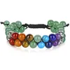 Beaded Double Layered 7 Chakra Armband för män Retro Indian Yoga Prayer Lava Bead Therapeutic Jewelry