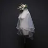 Wedding Hair Jewelry Hot Sale Wedding Veil White Two Layers Short Tulle Bridal Veils Ribbon Edge Bride Veils Complementos De Boda 2024