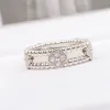 Ringos de trevo de designer para homem mulher 18k anel de noivado de ouro Mulheres homens anéis de prata jóias de luxo Casamento do dia dos namorados Presente de amor Acessório de anel de diamante