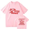 Camisetas para hombres 2024 Summer Pizza Planet THICHS Men y mujeres Sweatshric Camiseta vintage de algodón de algodón de gran tamaño Cabina clásica J240426