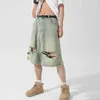Shorts masculins 2024 Nouveau court de denim de chaleur d'été pour hommes coupés HARAJUKU Gothic Hip-Hop Bag Jeans Street Clothing Q240427