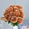 Dekorative Blumen 10pcs orange Rosen Künstliche falsche Seidenrealistikrosen Bouquet mit langen Stielen für Hochzeits -Homeparty