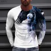 Herren-T-Shirts Vintage Frühlings- und Herbst-Herren runden Nacken T-Shirt Casual Long Sleeve Plus Size Mode Pullover Sport Schnell trocknend Kleidung