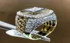 HIPHOP Europese en Amerikaanse trendy Hiphop Artificial Diamond Ring Diamond Fine Dense Set Zirkon Men039S Ring Gold2393247