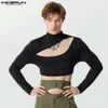 2024 BodySuits hohl aus dem Rollkragenpullover Langarm Streetwear Rompers Männer sexy Solid Color Fashion Männlicher Bodysuit S-3xl Incerun