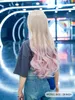 Female Wig Gradient Pink Influencer Big Waves Long Curly Hair Fashion Copertura piena