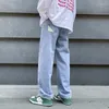 Kvinnors jeans real s Hong Kong stil bredben high street mop byxor trendiga varumärke mäns lös raka pendell avslappnad lång
