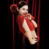 Scene Wear Belly Dance Costume Women's Practice Dress Suit Red Black Shoulder Flower Oriental Fairy