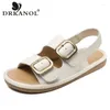 Scarpe casual drkanol fashion women sandals 2024 estate vera pelle di punta aperta da donna piatto