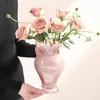Wazony różowy szklany wazon świeże kwiaty suszone dekoracyjna salon sypialnia dekoracja świąteczna prezent świąteczny