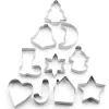 Formen 10pcs/Set Edelstahl Weihnachtskekse Cutters Weihnachtsbaumhaus Bells Schneeflocken Backkuchen Keks Fondant Schimmel