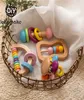 Let039s Make Macaron Color Baby Rattle Set di giocattoli in legno Tenere Rattle Hand Bell Gift Toys Toys infantile Montessori To9678049