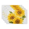 Table Cloth 4pcs Flower Spring Placemats For Dining 12x18inch Holiday Season Decors Linen Washable Bees Mats D08D