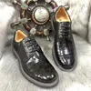 Sapatos casuais autênticos crocodilo exótico Skin Derby Black Derby genuíno verdadeiro jacaré de couro de couro de couro Oxford