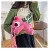 Kawaii pachnący truskawkowy niedźwiedź wypchane zabawki kreskówki urocze różowe niedźwiedzia pluszowe lalki Crossbody Borda Prezent urodzinowy