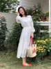 Vestidos casuais Superaen 2024 White Lace Hollow Out Spring Women Korean Design Style