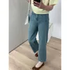 Design tascabile finto jeans gambe dritte per la primavera femminile 2024 Nuovi pantaloni corti a vita alta