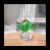 Décoration de fête Cactus Figurines Verre Miniature Simulation Plantes Ornements de bureau Craft Home Decor