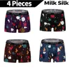 Sous-pants 4pcs boxers shorts hommes sous-vêtements sexy boxer masculin motif conçoit la mode de culotte des hommes respirante