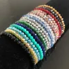 Beaded Handmade Womens 4mm Water Diamond Crystal Beads Round Glass Elastic Armband