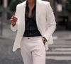 Мужские костюмы Fashinon White Slim Fit Beach Wedding Wedding 2 Piece Man Blazer Случайный костюм одиночной грудь Homme