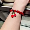 Pulsera de ágata roja natural con cuentas redondea 8 mm Pead Stone Crystal Cherry Colgante de joyas de moda para mujeres Regalo BA044