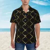 Chemises décontractées pour hommes Dot Gold Hawaiian Chemit Men de plage Cross Cross Dots Imprimez les manches courtes de conception de style rue Nouveauté surdimension