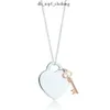 Tiffanyjewelry Sterling ketting hanger vrouwelijke sieraden voortreffelijke officiële klassieker en co -ketting blauwe hartkwaliteit ontwerper Tiffanybead ketting 302