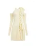 Casual jurken Franse elegantie Beige Fairy Dress Lace Up Fashion Vintage Party Prom eendelige japonse jurken 2000s esthetisch zoet