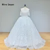 Hyr Lnyer Short Sleeve Lace Up Back Shiny Over Pärlor Pärls paljetter Sparkly Ball Gown Wedding Dresses Real Office Photos Video Video