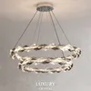 Chandelier rond moderne Crystal lustre luxe Chrome Luster Restaurant Pendant Light Villa LED salon suspendu Aménagement de lampe