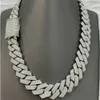 Omvangrijke setting 20 mm 4 rijen 925 Sterling zilver Iced Out VVS Moissanite Cuban Link Chain