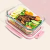 Bento Boxes New Style Lunch Box Glass 1050ML Microwave Food Container Company Q240427