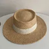 Szerokie grzbiet słomy fedora hat band band hats hats kobiety tkane słońce letnie holidaty Panama 240423