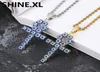 Nya anlända Devil Blue Eyes ANKH Necklace Pendant Iced Out Gold Silver Plated Mens Hip Hop Jewelry Gift224T5414591