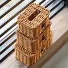 Flessen rattan tissue box handgemaakt geweven bureaublad servet houder auto woonkamer opslag thuiskantoor decor organisator