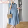 Zwangerschapsjurken Zwangere dameskleding Zomermiddellange jurk Koreaanse versie losse en modieuze jas Rapel Korte rokstijl Q240427