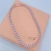 Hip Hop -rapparsmycken isade ut Moissanite 13mm Rose Gold 2 Tone Cuban Chain Halsband