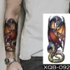 Татуировка переноса водонепроницаемые временные татуировки синий ледяной дракон -дракон цветет флэш -татуировки.