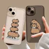 Mobiltelefonfodral söt capybara telefonfodral för iPhone 15 14 13 11 pro max mini x xs max xr 7 8 plus fundas roligt djur transparent mjuk täckning j240426