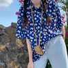 Camicette da donna girare girare la camicetta di pesca stampata thailandese camicia primavera hawaii abbottonate cardigan