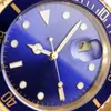 Mira el diseñador Luxury Man Watch Mechanical Watch Gold Men Watch Automatic Gold Full Gold With Blue Dial y Bisel Watch 40 mm Ratvas de diseñador de alta calidad con caja