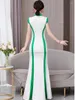 Ropa étnica 2024 Vestido vintage chino mejorado Cheongsam Qipao Flor Nacional Bordado Banquete Banquete Performance