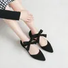 Casual Shoes YAERNI 2024 Women Ankle Strap China 10 Kawaii Foldable Ballerinas Red Wine Suede Ballerina Pointed Toe Large Size Lace Up