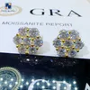 Cluster Blumendesign Moissanit Diamantohrringe Männer HipHop 925 Sterling Silber Moissanit Ohrstolate für Frauen
