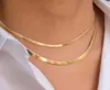 14K goud gevulde stalen stalen visgraatketting ketting mode flat ketting ketting voor vrouwen m 4mm wide90279195536450