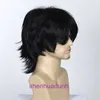 Mullet Head Perücken Herren Kurzes Haar modisch und trendy natürliches flauschiges Netz rotes Wolf Schwanz Frauen Universal Full Set